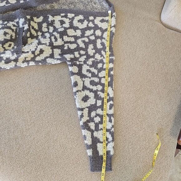 Dreamers Gray And White Open Front Floral Print Cardigan - Size Large - Picture 10 of 12